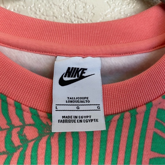 Nike Club Fleece Trippy Safari Sweatshirt Bright Coral Kelly Green Crewneck - Picture 8 of 10